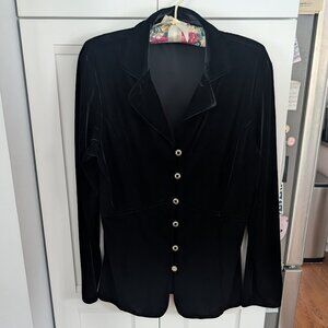 Vintage Harve Benard Shirt Jacket Womens L Black Velvet Stylish Timeless Formal